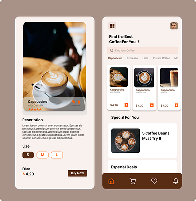 Coffee Shop App 3d animation app branding design graphic design logo mobileapp motion graphics ui uidesigner uiinspiration
