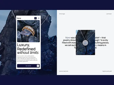Design for custom jewelry website. Mobile agency branding company creative custom design herosection homepage illustration interface jewelry jewelry website landing page mobile mobile version ui uiux ux webdesign website
