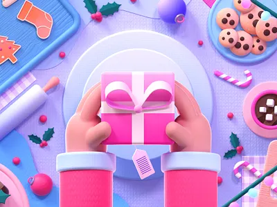 Christmas present 3d 3d illustration abstract color colorful cute design graphic design illustration landing web