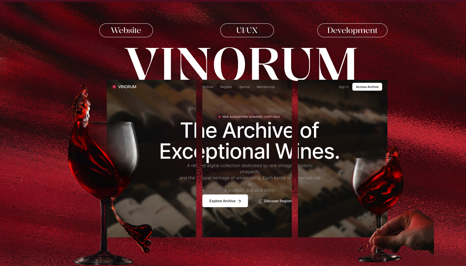 VINORUM — Rare Wine Archive Website Design branding design mobile ui uiux design ux web web design website wine