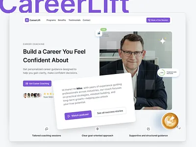 CareerLift careercoach careerlift cleanui figmadesign landingpage modernui uidesign webdesign