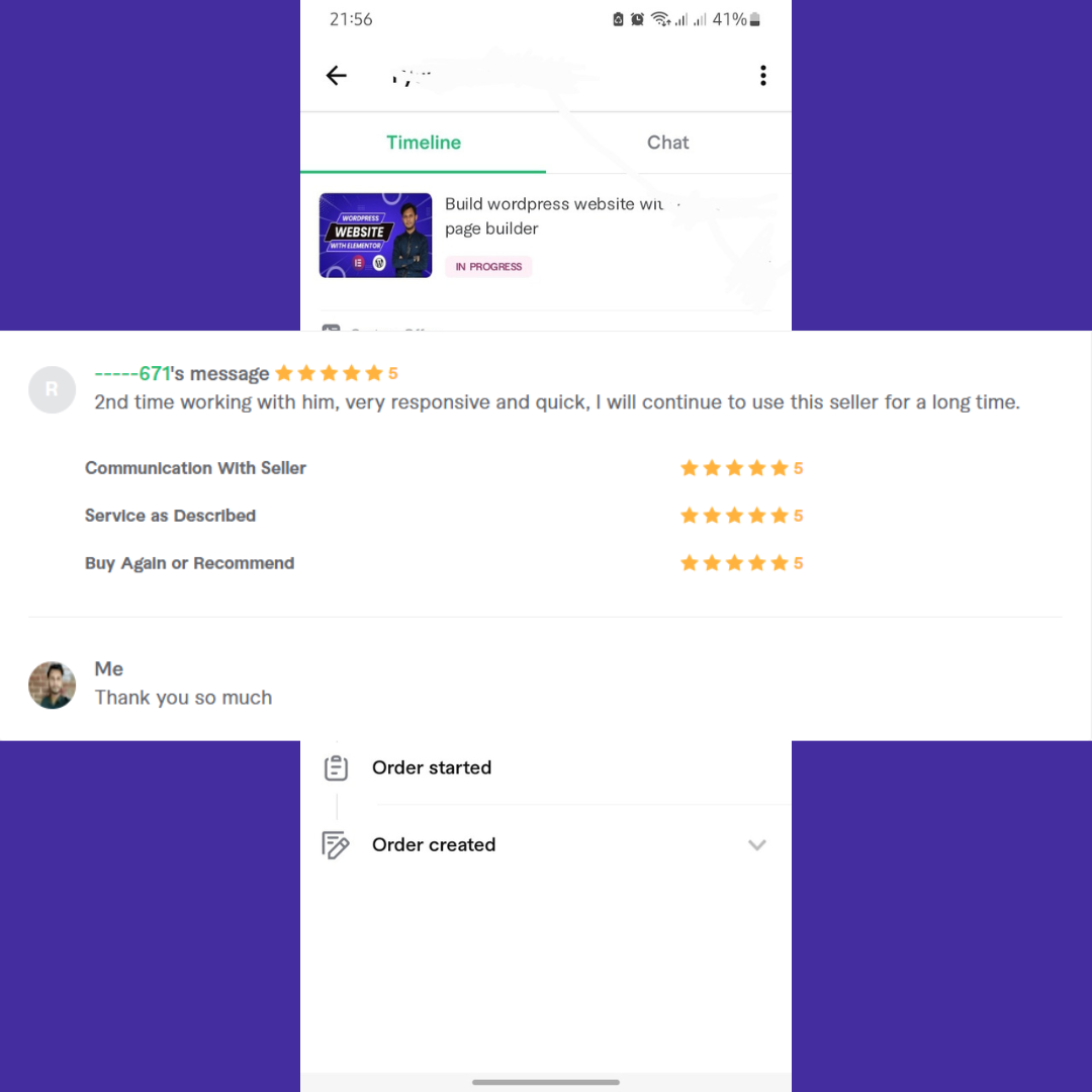 Another work delivered on Fiverr with a 5 STAR bricks elementor website wordpress