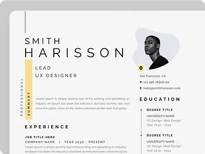 Resume/CV branding clean cover letter cv design cv template design gradient job minimal modern resume ui