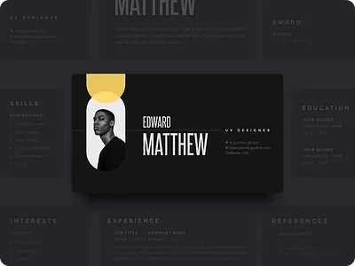 Resume branding clean cover letter cv design cv template dark resume design gradient job minimal modern resume ui