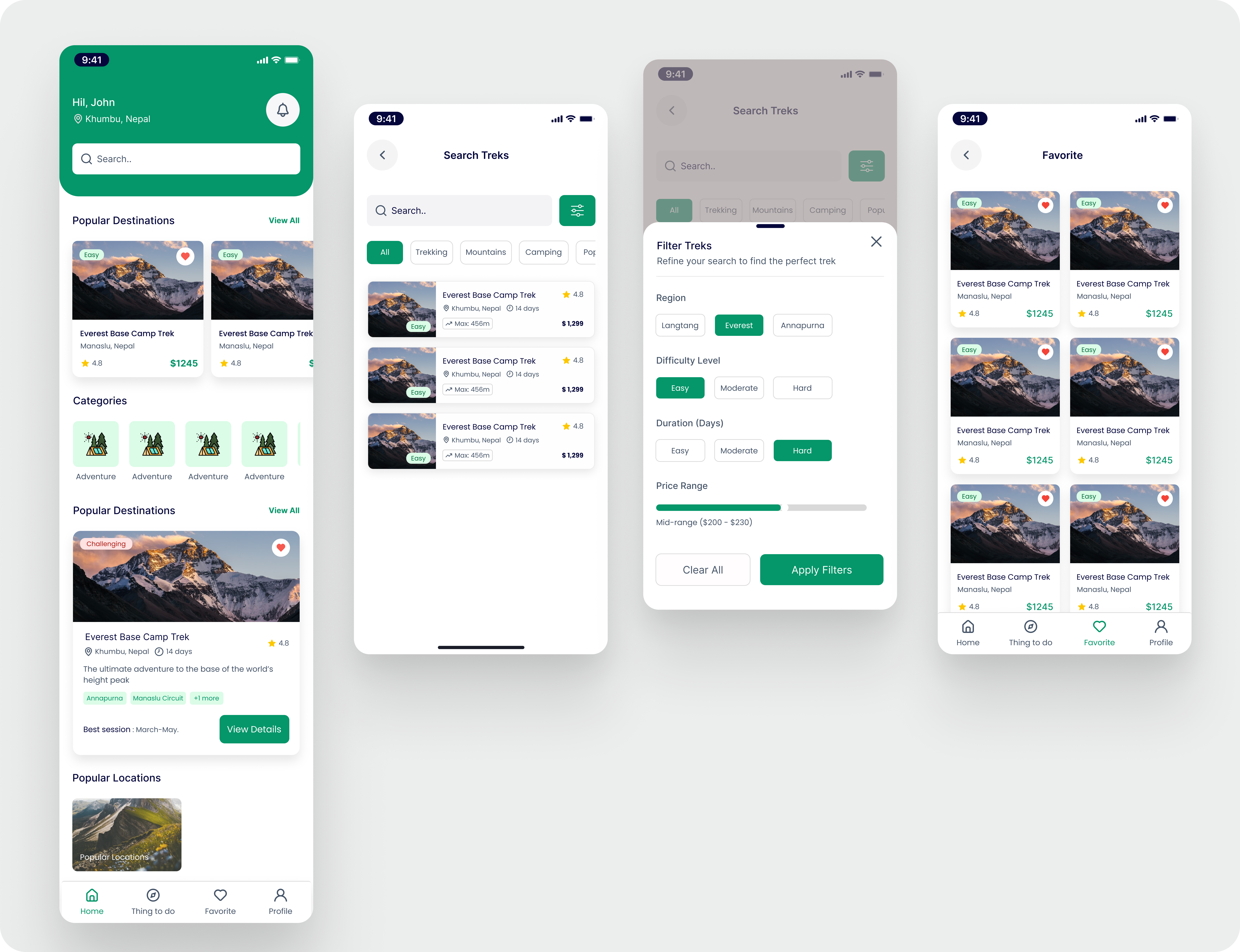 Trekking app UI/UX design concept 🏔️ adventuredesign figma mobileappdesign productdesign ui uiux uxdesign