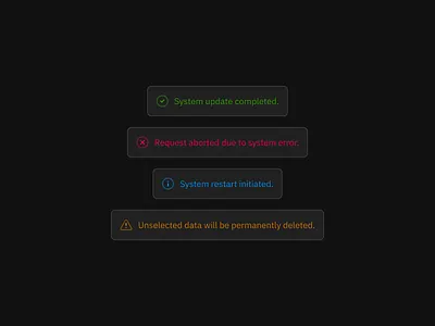 Toast Notifications — System UI app notifications product design toast ui ux