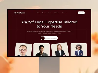 NextCase Law Firm Landing Page UI advocate attorney case web court homepage justice landing page law firm lawyer legaladvisor litigation webpage website design