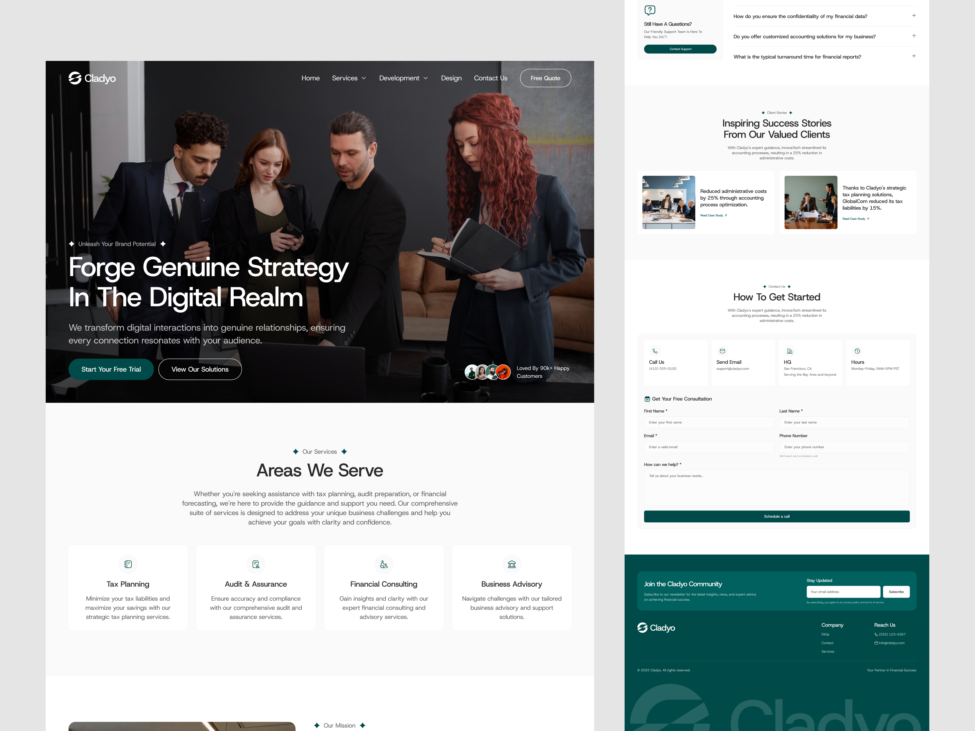 Clydo — Financial Consulting & Strategy Landing Page UI app design ca firm consultancy agency consultancy firm dashboard design figma figma design figma landing page finance landing page finance website framer framer design landing page saas ui uiux webdesign website website design