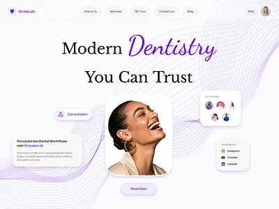 Dental Clinic - SmileLab booking clinic dental dentist design doctor health healthcare healthcare website hospital landing page medical care services smile teeth tooth ui ux website