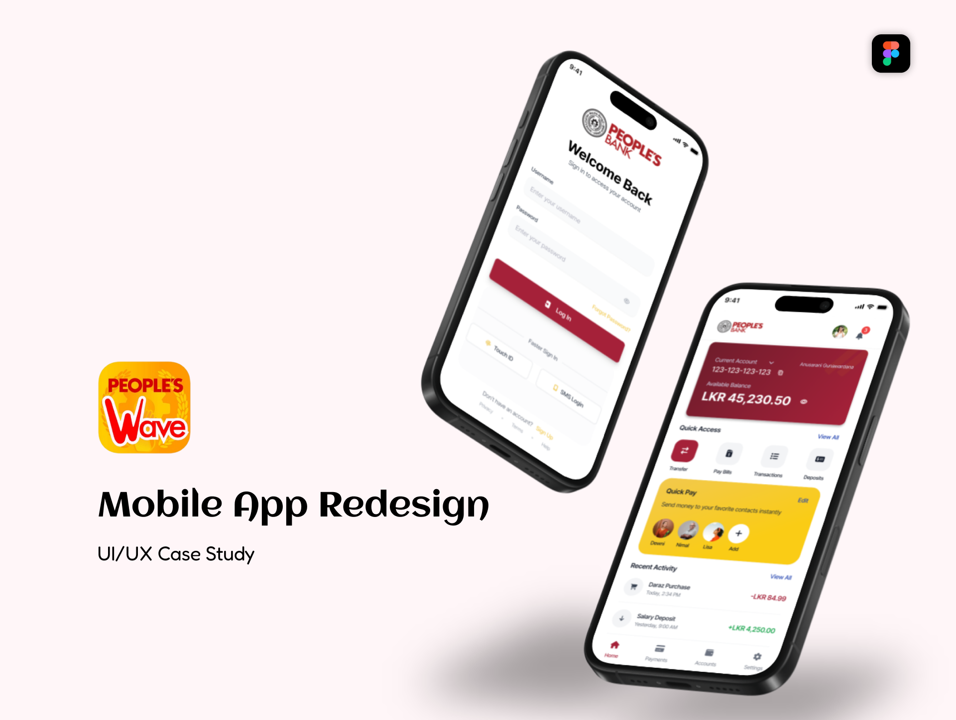 People's Wave App Redesign—UI/UX Case Study bank branding figma mobile app redesign ui ux