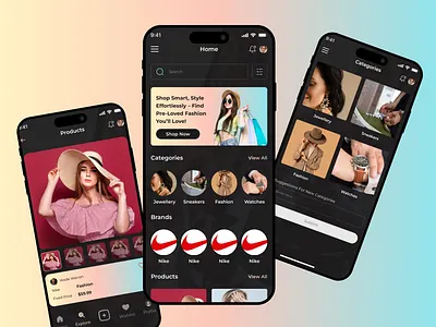 Shoppeo Mobile App Design app design dark mode ecommerce app glassmorphism mobile app design modern app