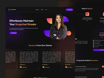 Streak Saver Landing Page Design glassmorphism luxury website modern landing page premium website ui ui ux website design