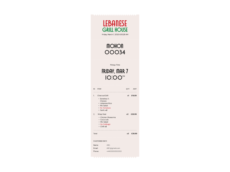 Restaurant Receipt UI cleanui design minimal receipt resturent ui user interface ux