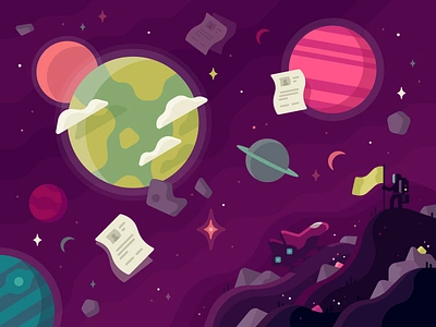 Rezi: Space (V1) abstract asteroid astronaut illustration landscape outer space planet resume rocketship space spaceship