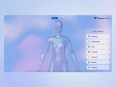 Vibrant Wellness | Interactive Digital Health Experience 3d 3d body 3d navigation 3d transition 3d website animation body brain dna event experience health healthcare healthcare website hotspots longevity navigation storytelling website wellness website