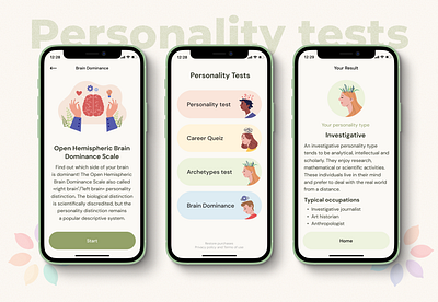 Personality Tests - Mobile App app design illustration ui ux vector