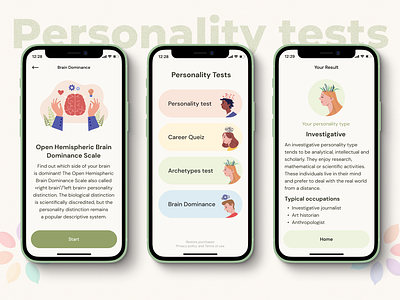 Personality Tests - Mobile App app design illustration ui ux vector