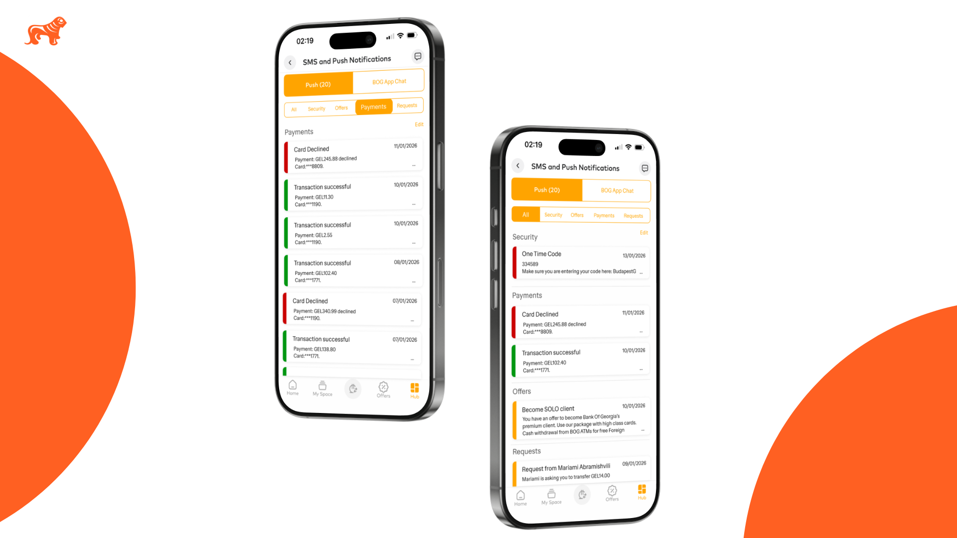 Bank Of Georgia App - Push Notifications Redesign banking product design ui ux