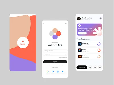 EduAI — AI Powered Learning Platform clean concept edtech learningapp mobileapp mobileappdesign ui uidesign ux uxdesign webapp