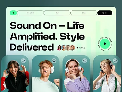 Immersive Headphone E-Commerce Landing Page app audio clean design ecommerce flat headphones interaction interface landing page minimal modern music product design sound storefront ui ux web design website design