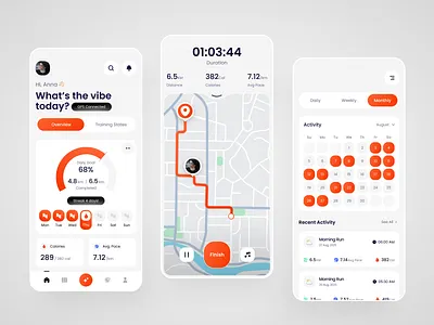 AI Running Mobile App ai analytics appdesign datavisualization fitness gps health ios lifestyle minimal mobileapp modern productdesign running tracking training ui ux workout