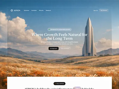 AERION - Web3 Website architectures clean decentralized infrastructure landing page managing networks technology ui web3 webiste