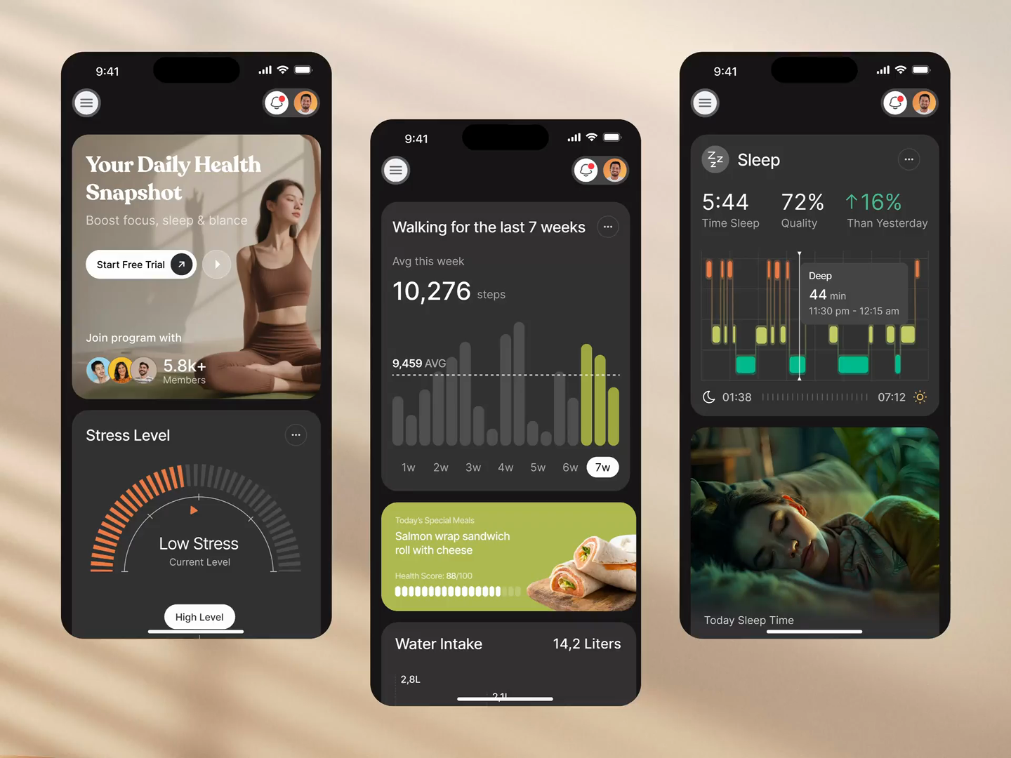 Example of Fitness Tracking App UI UX Design | Sleep Tracker App UI Design