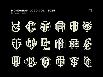 Monogram Collection vol.1 2025 branding collection design font geometry graphic design hand lettering handmade initial letter interlocking lettering lettermark logo logo design logo letter logo type mirroring monogram overlapping