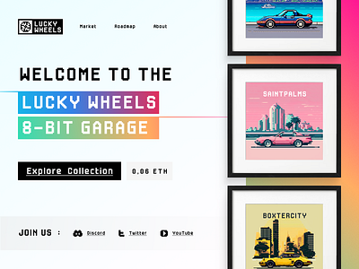 Lucky Wheels — NFT Collection Website 2023 app art branding clean collection creative design graphic design illustration modern nft trending ui unique website