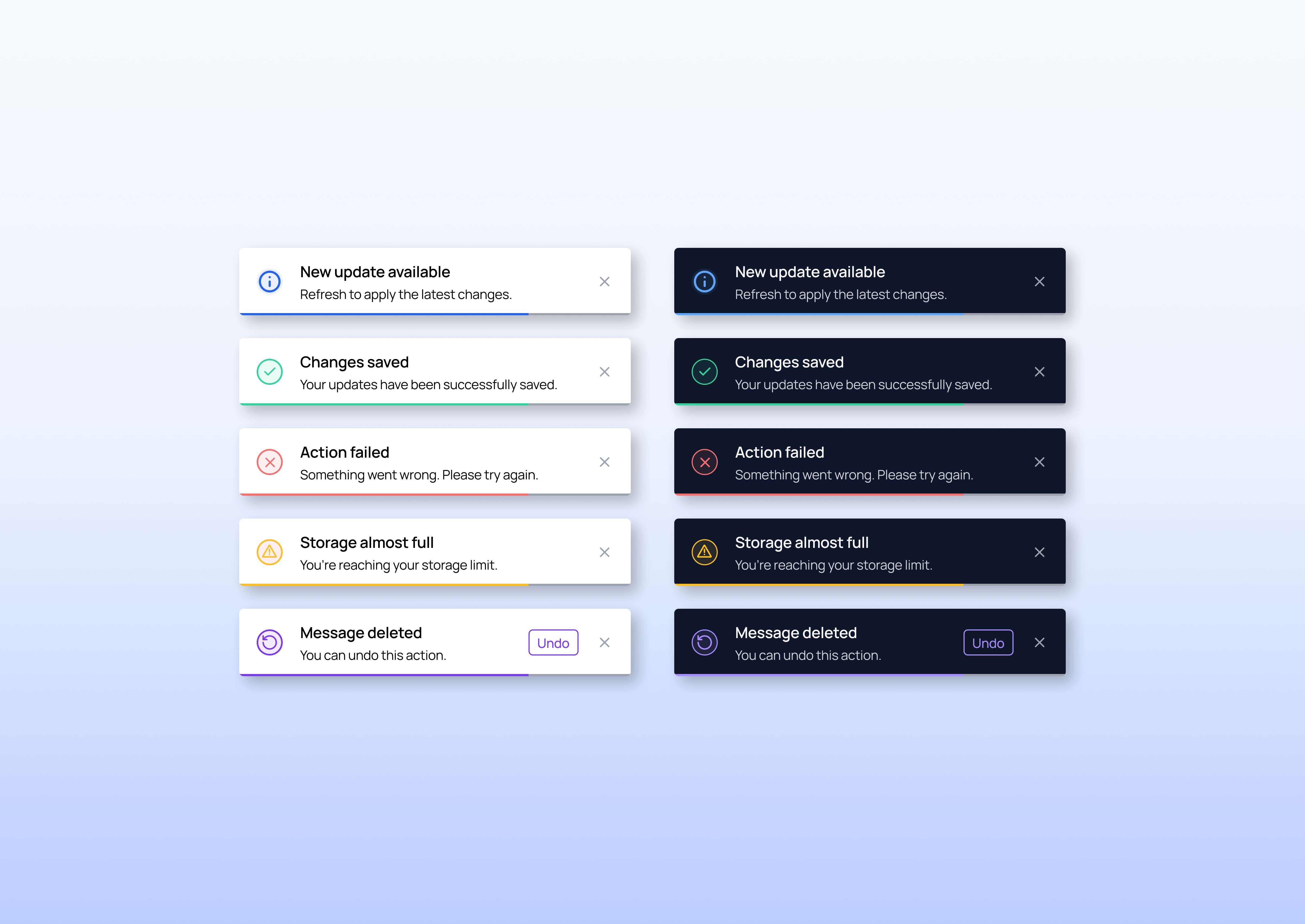 Toast UI Components components darkmode lightmode saas toast toast notifications toaster notifications uidesign