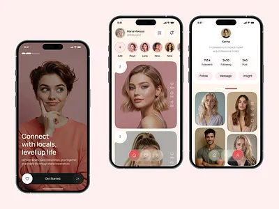 Social Connection App app communityapp dating dating app datingapp iosdesign messenger mobileapp mobileappui product design social app social chat social connection app social media social media app social media templates social message
