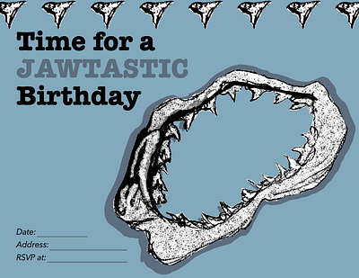 Shark-themed Birthday Invitation card design design digital illustration graphic design illustration stationery