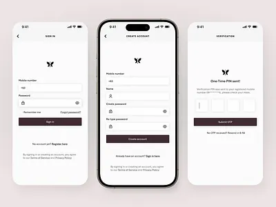 Kayakana Skincare - Mobile App Sign in/Register Screen ui