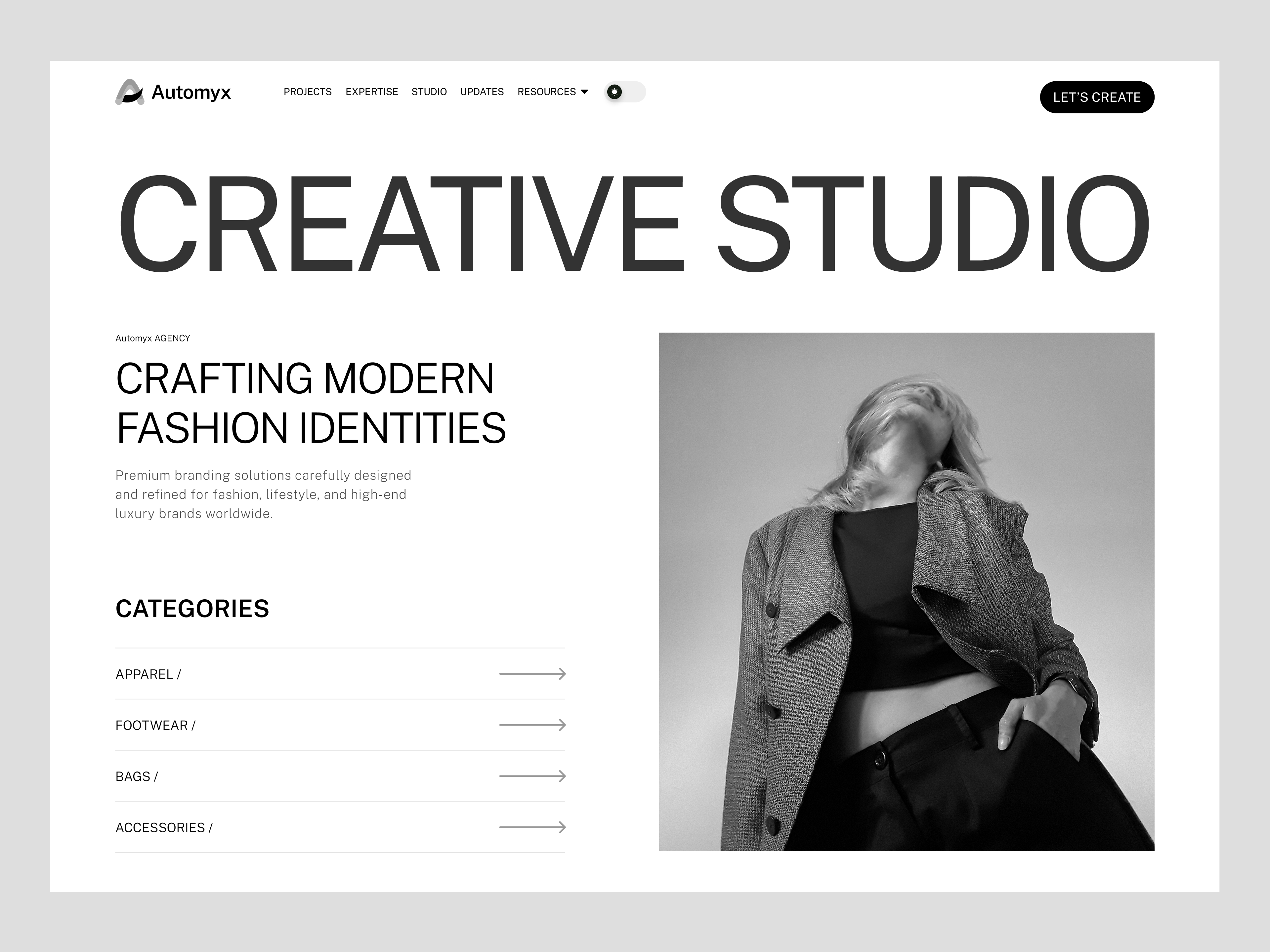AI-Powered Automyx Studio - Smart Fashion Website agencywebsite ai fashion dribbble ecommerce design fashion portfolio fashion ui fashion website luxury brand modern fashion ui web design