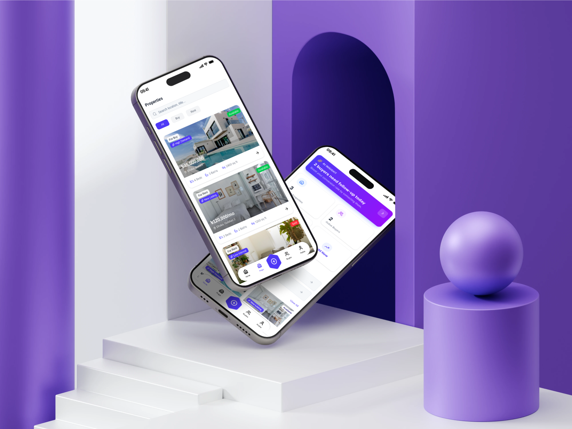 Real Estate Agent App — AI-Assisted Property & Client Management ai app real state real state app design ui