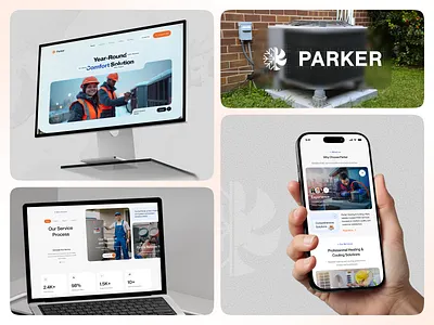 Parker – HVAC Company Website (Responsive Mobile App) animation app business clean ui dashbord design development figma hvac ios mobile app popular responsive saas service ui user experience ux web design website