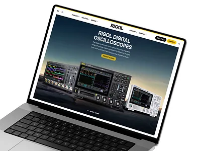 Rigol - Website / UX/UI design / Redesign / Service animation black brand branding design graphic design interactive mobile motion graphics software style guide technology ui ux web webdesign website white wireframe yellow