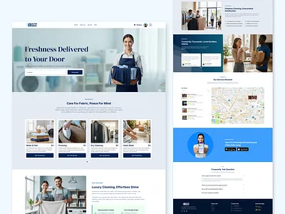 UltraWash: Freshness Delivered | Web & App UI Design app design brand identity clean design conversion design digital transformation dribbble design graphic design landing page design laundry service minimalist ui mobile app design product design saas design techhunt uiux ultrawash user experience user interface web design