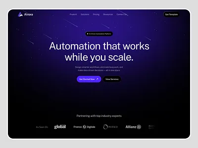 Aivora - AI Automation Platform Landing Page ai technology automation platform business software landing page design saas design tech platform web design website interface