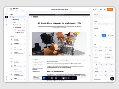 Ecomiq — Blog Builder in SaaS ecommerce platform ai blog post crm dashboard ecommerce marketplace online store order management page builder product design product management saas saas design site builder ui ux web app web builder web design