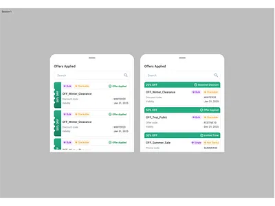 Coupon Card Component - Mobile Offer Management Interface aestheticcardcoupan b2b b2c carddesign checkout componentdesign conversion coupon designsystem discount ecommerce iterations mobileui offer offercard offerdesign promo
