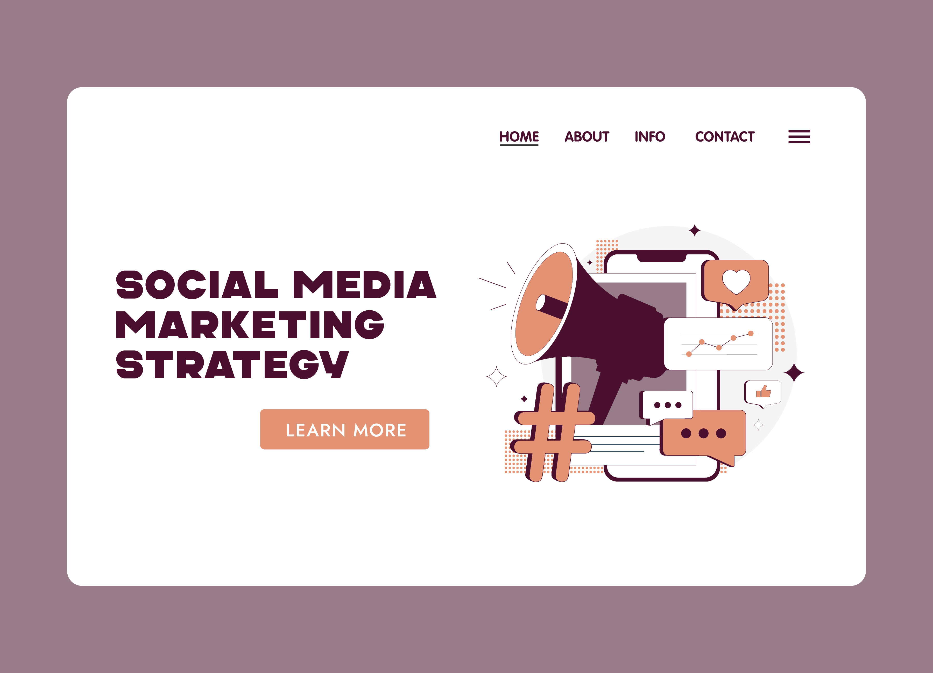 Social Media Marketing Strategy Landing Page Vector Illustration business design digital marketing finance flat design graphic design illustration landing page marketing illustration social media illustration social media marketing social media strategy template ui ui illustration vector illustration web design
