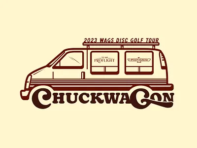Touring in the Chuckwagon branding custom type disc golf hot stamp illustration retro van
