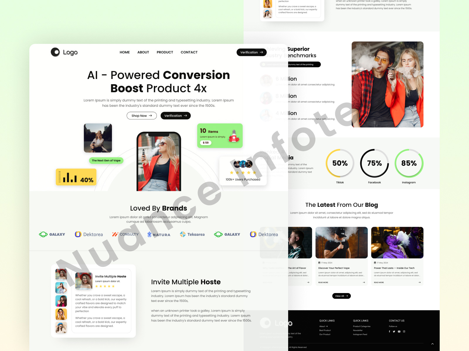 AI Conversion Landing Page UI – Trust, Stats & Blog Preview ai conversion figma landing page marketing product design responsive saas typography ui design ux design web design