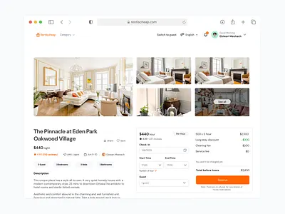 Property Details/Booking Screen - Rentischeap project airbnb app design real estate ui ux web