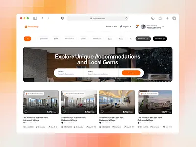 Rentischeap Homepage app design homepage interface realestate shortlet ui ux web webapp