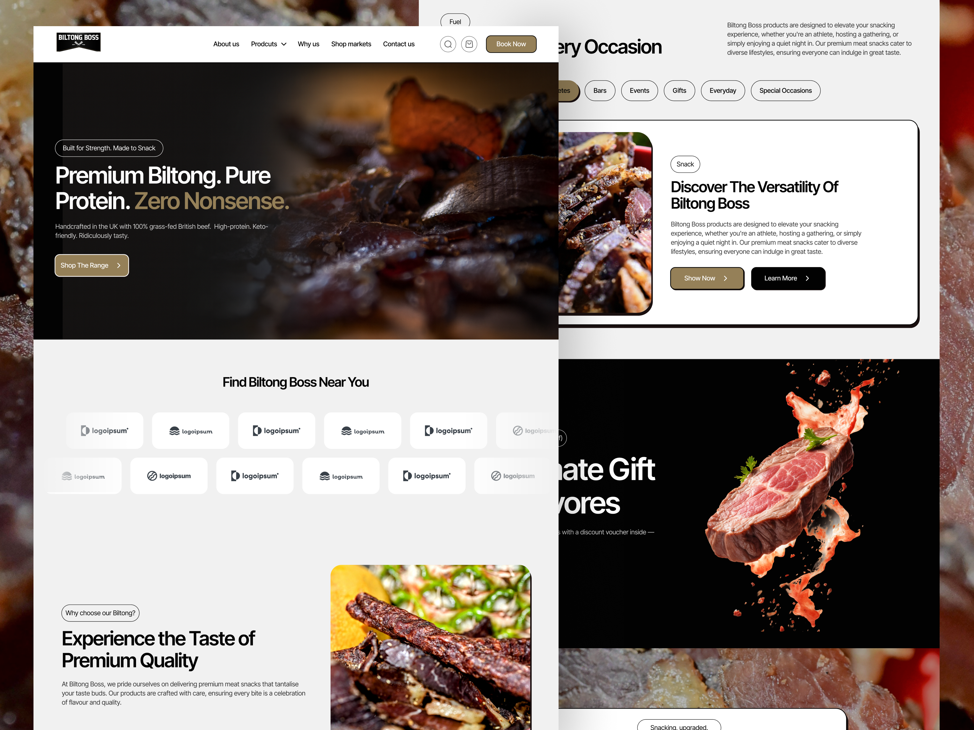Biltong Boss - Foods Landing Page barkahlabs brutalism brutalismdesign clean design ecommerceweb food fooddelivery foods foodwebsite framer landing page ui uiux web web design webflow website