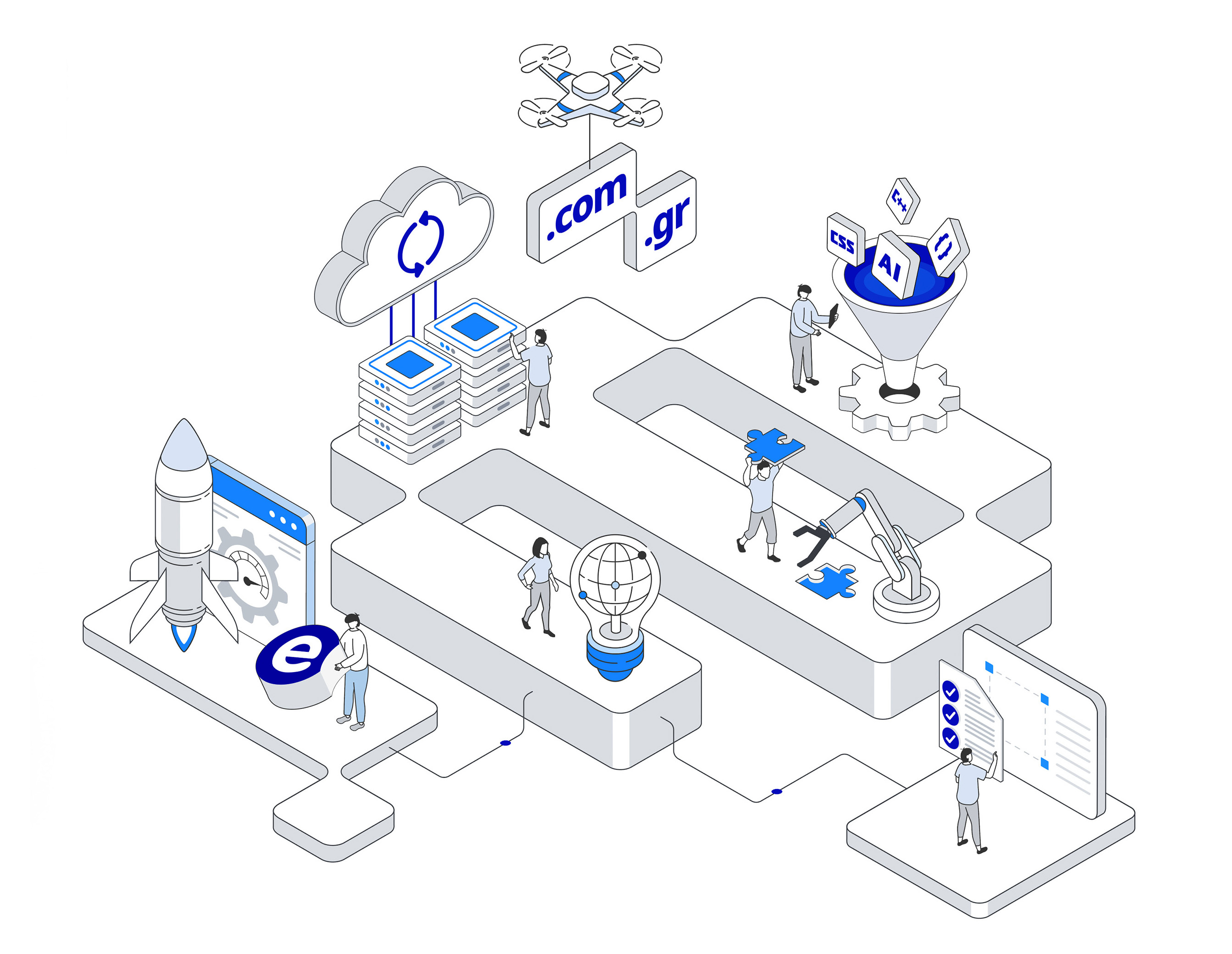 Isometric Launch Screen Illustration branding diagram graphic design illustration isometric launch screen vector website