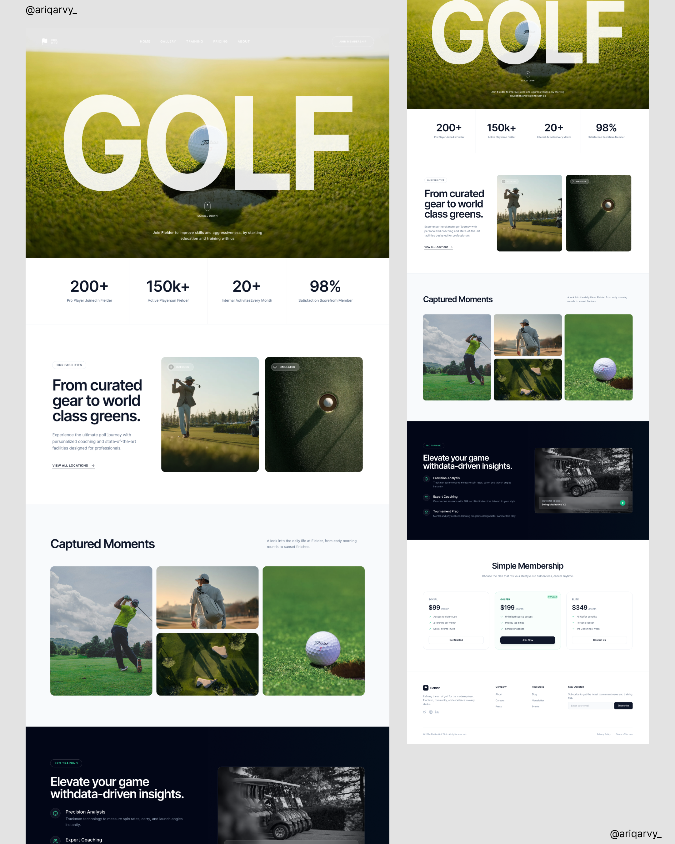 FIELDER — Elevate Your Game 3d animation branding design golf graphic design illustration logo motion graphics sports ui ux web web design wordpress design