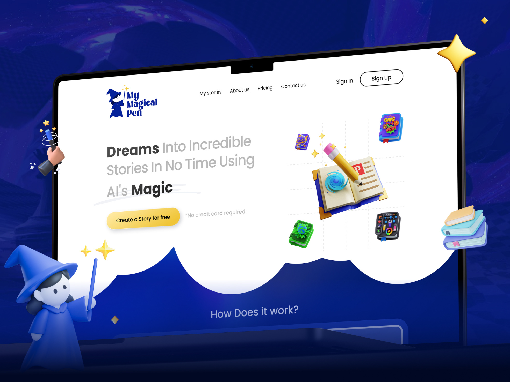 AI Content Writing Landing Page Design ai agent ai content generation ai landing page ai platform ai saas landing page ai saas website ai website artificial intelligence content writing website interface landing page magical kids website modern website product design saas ui uiux design web web design website